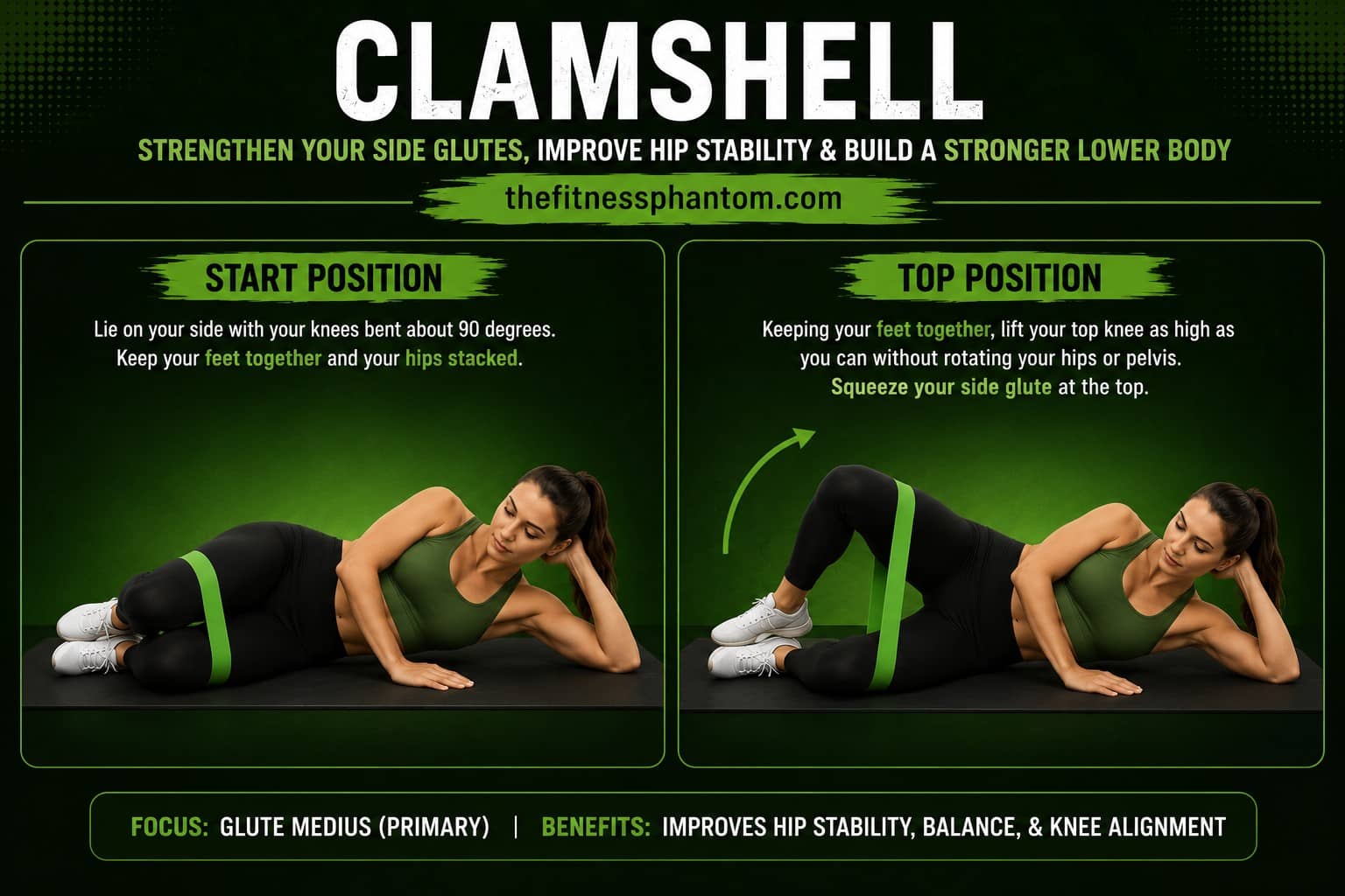 20 Glute Exercises for Strength and Hypertrophy Clamshell a glute exercise