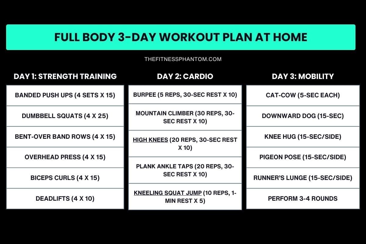 Full Body 3-Day Workout Plan at Home (Ultimate Guide) Full Body 3-Day Workout Plan