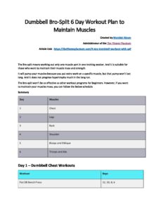 DB Bro Split 6 Day Workout Plan PDF pdf