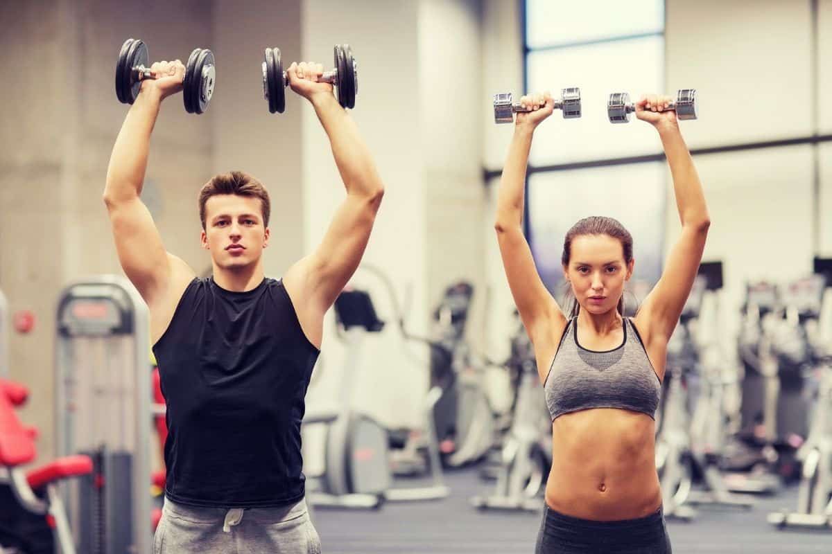 54 Upper Body Dumbbell Exercises & Workout Routine PDF Standing Dumbbell Overhead Press