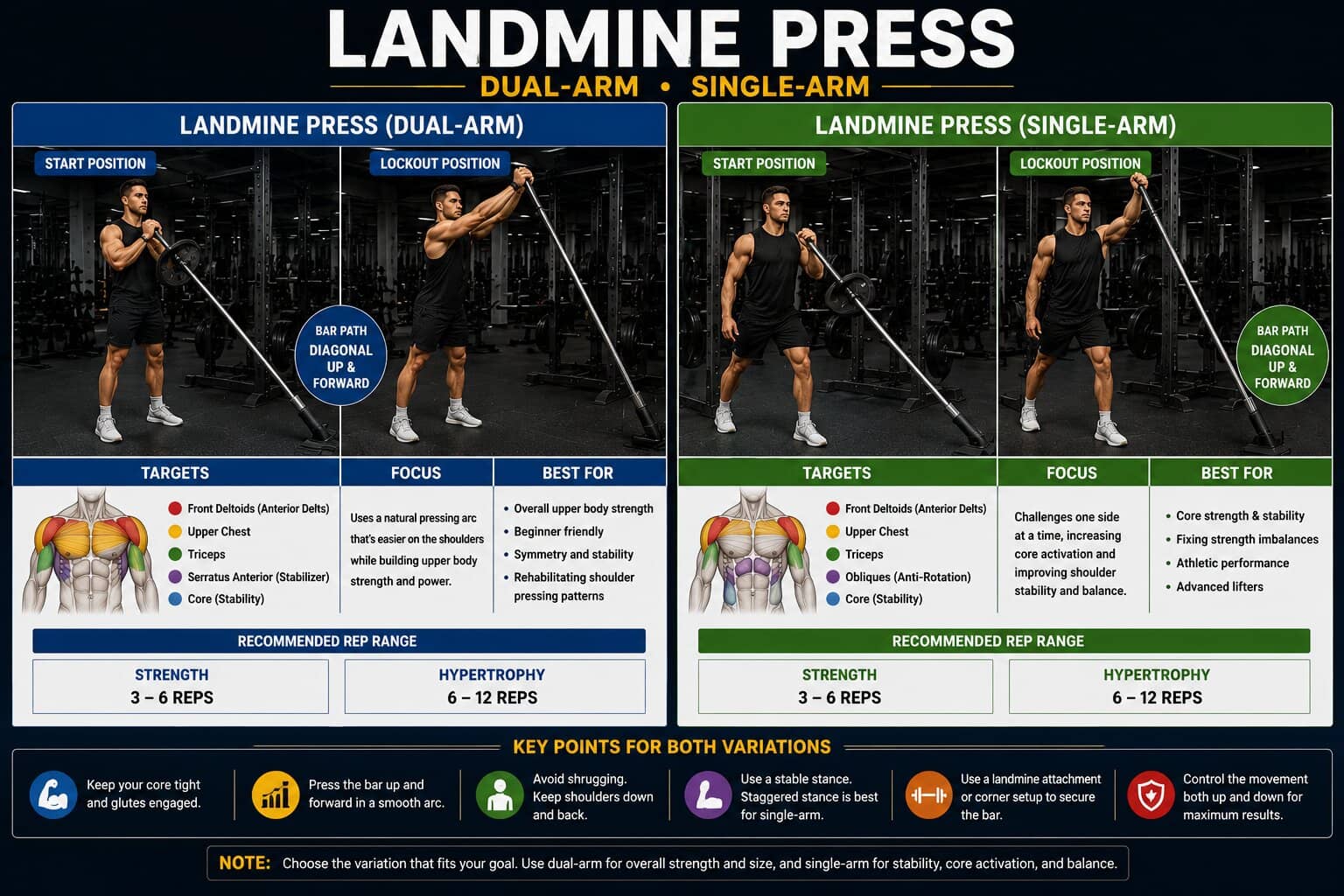 11 Best Barbell Push Exercises for Strength & Size Barbell Landmine Press